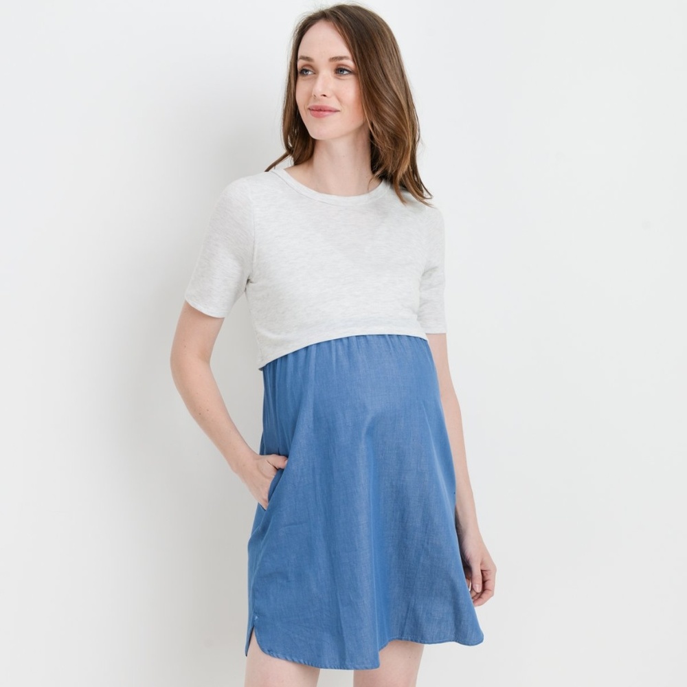Layered Maternity & Nursing Shift Dress